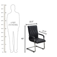 Dexonv Visitor Chair with Armrest (Black) Dimensions