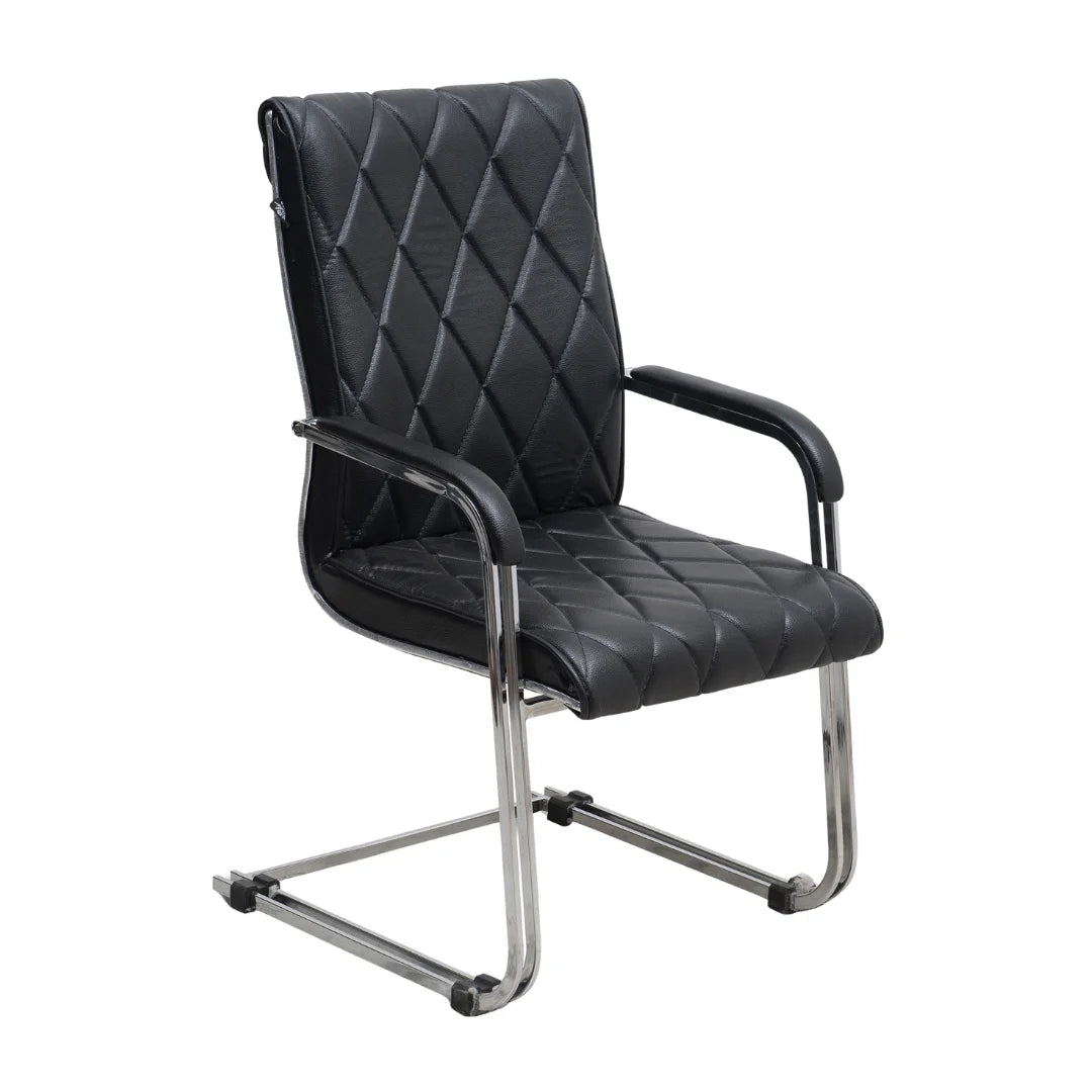 Dexonv Visitor Chair with Armrest (Black) Side view