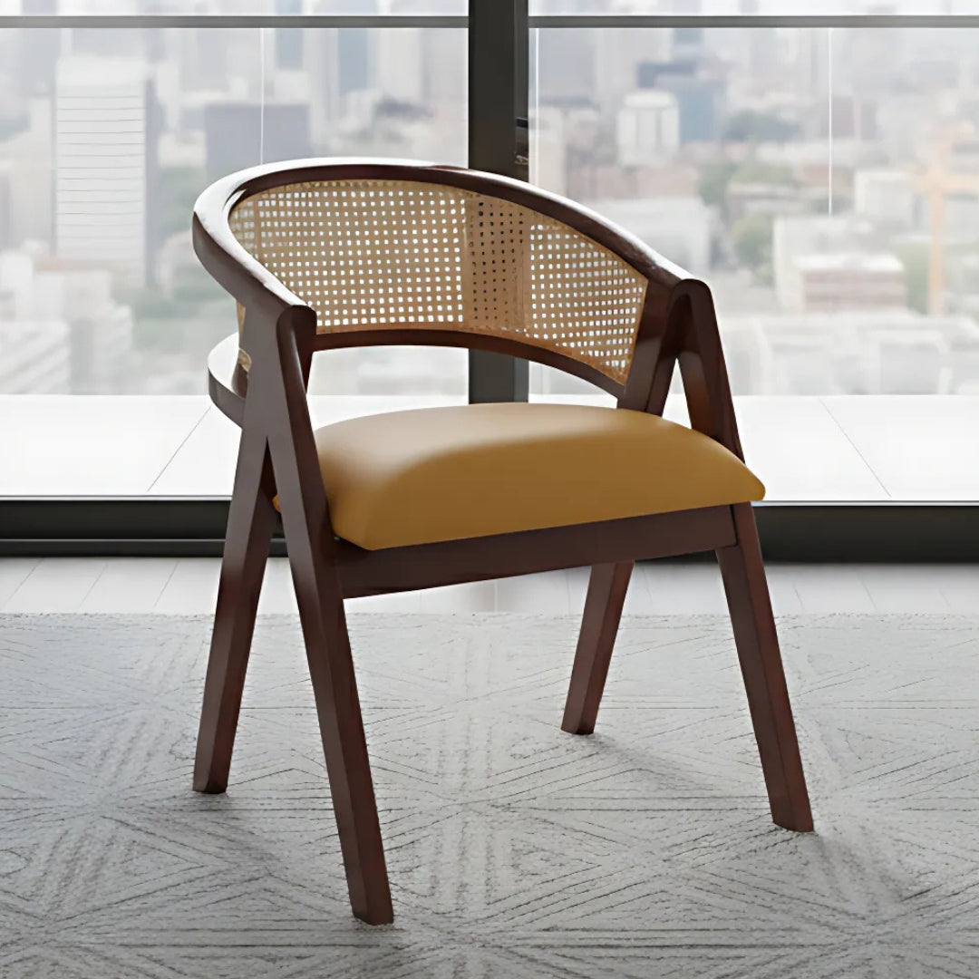 Deymar Teak Wood Arm Chairs (Brown Yellow) lifestyle view
