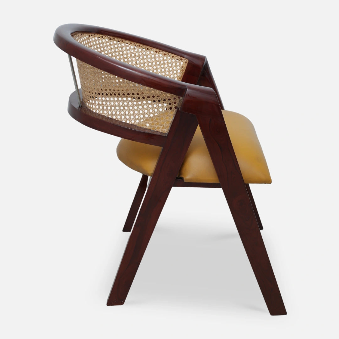 Deymar Teak Wood Arm Chairs (Brown Yellow) side view