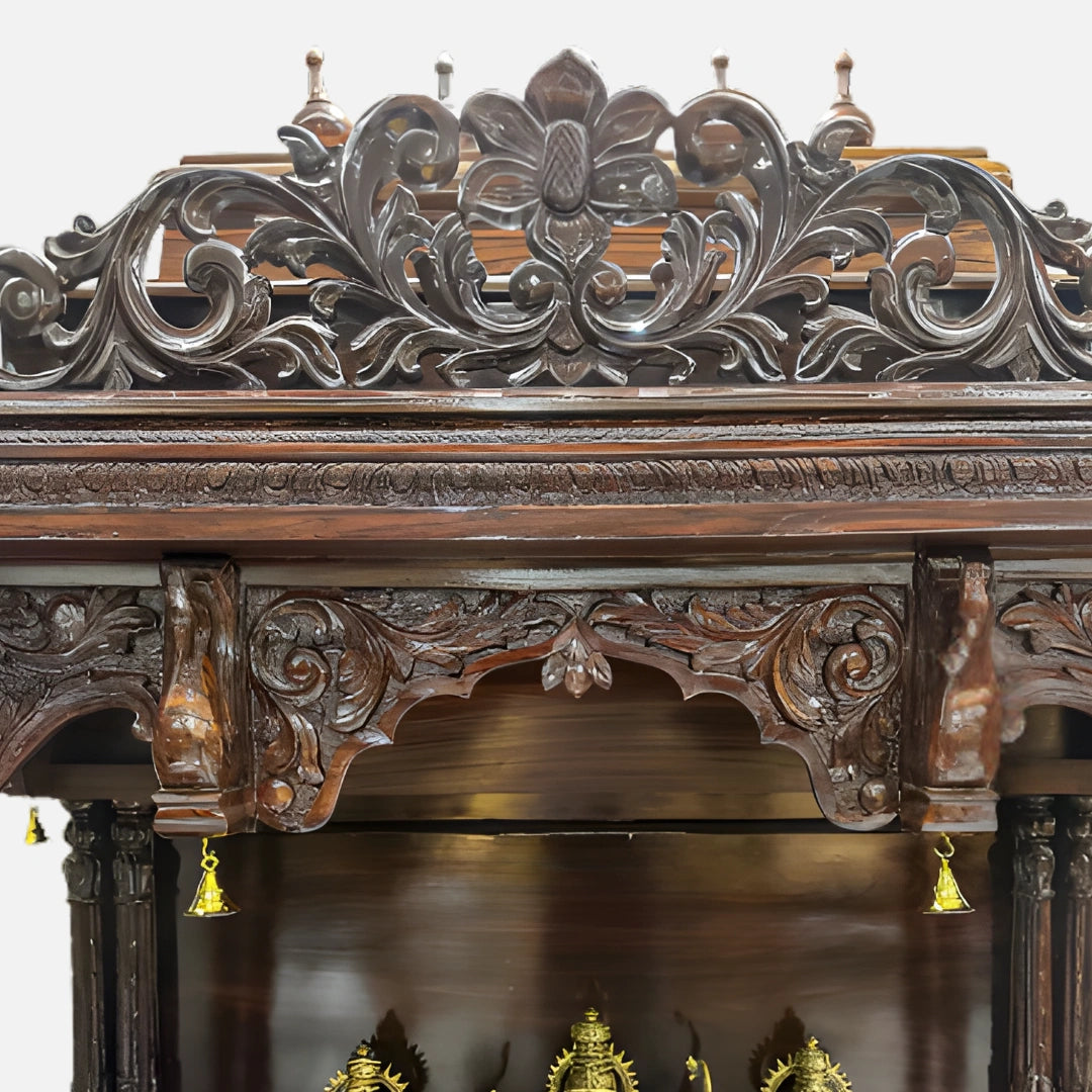 Dharmapeeth Teak Wood Mandap (Brown) close view