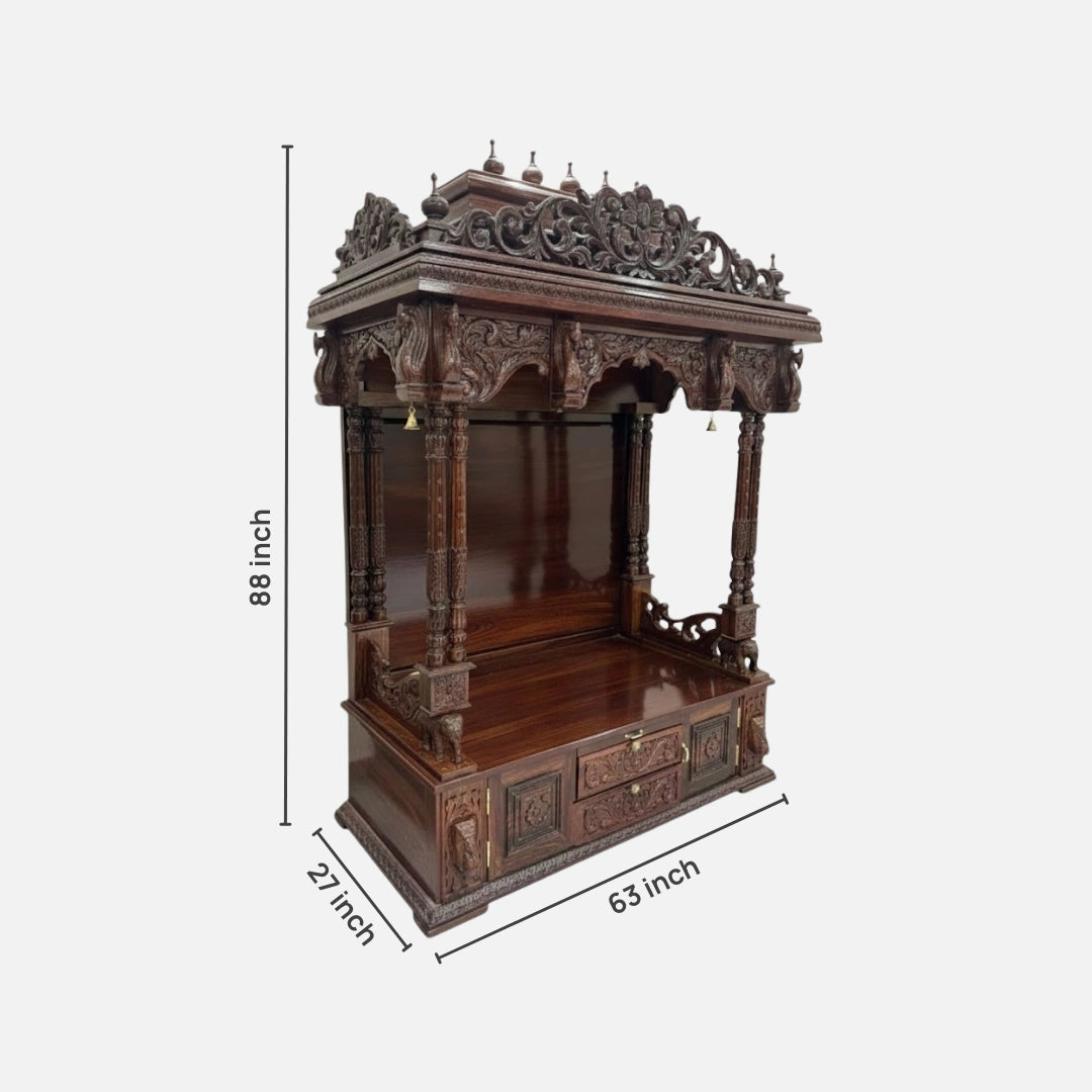 Dharmapeeth Teak Wood Mandap (Brown) dimensions