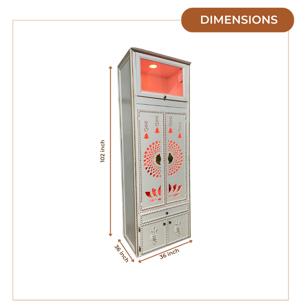 Dhyansthal Teak Wood Mandap (White) dimensions