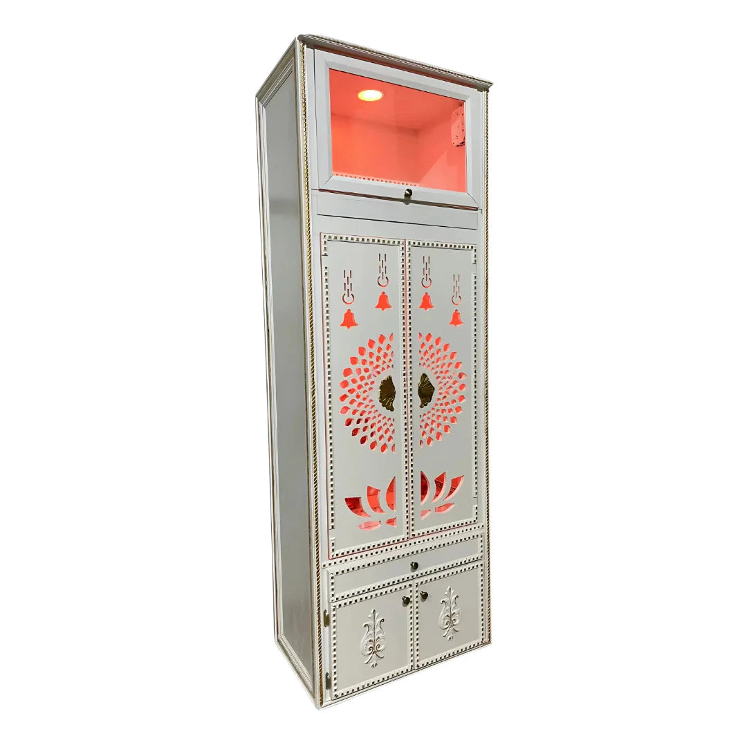 Dhyansthal Teak Wood Mandap (White) side angle