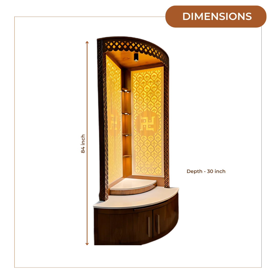 Dimensions of Aarohan Corner Pooja Mandap (Brown)