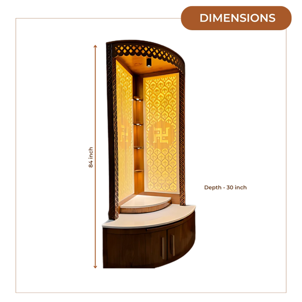 Dimensions of Aarohan Corner Pooja Mandap (Brown)