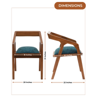 Dimensions of Aristo Teak Wood Arm Chairs (Teak Blue)