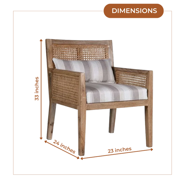 Dimensions of Coastal Teak Wood Lounge Chair (Antique white)