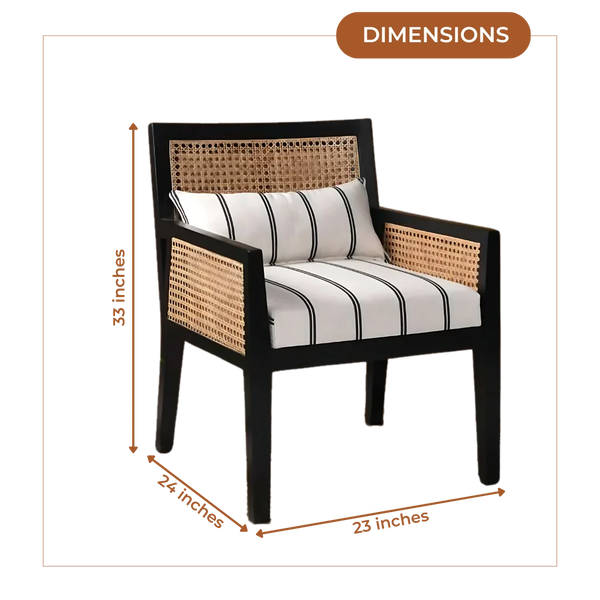 Dimensions of Coastal Teak Wood Lounge Chair (Black)
