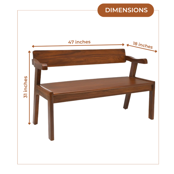 Dimensions of Fynora Teak Wood Bench (Teak)