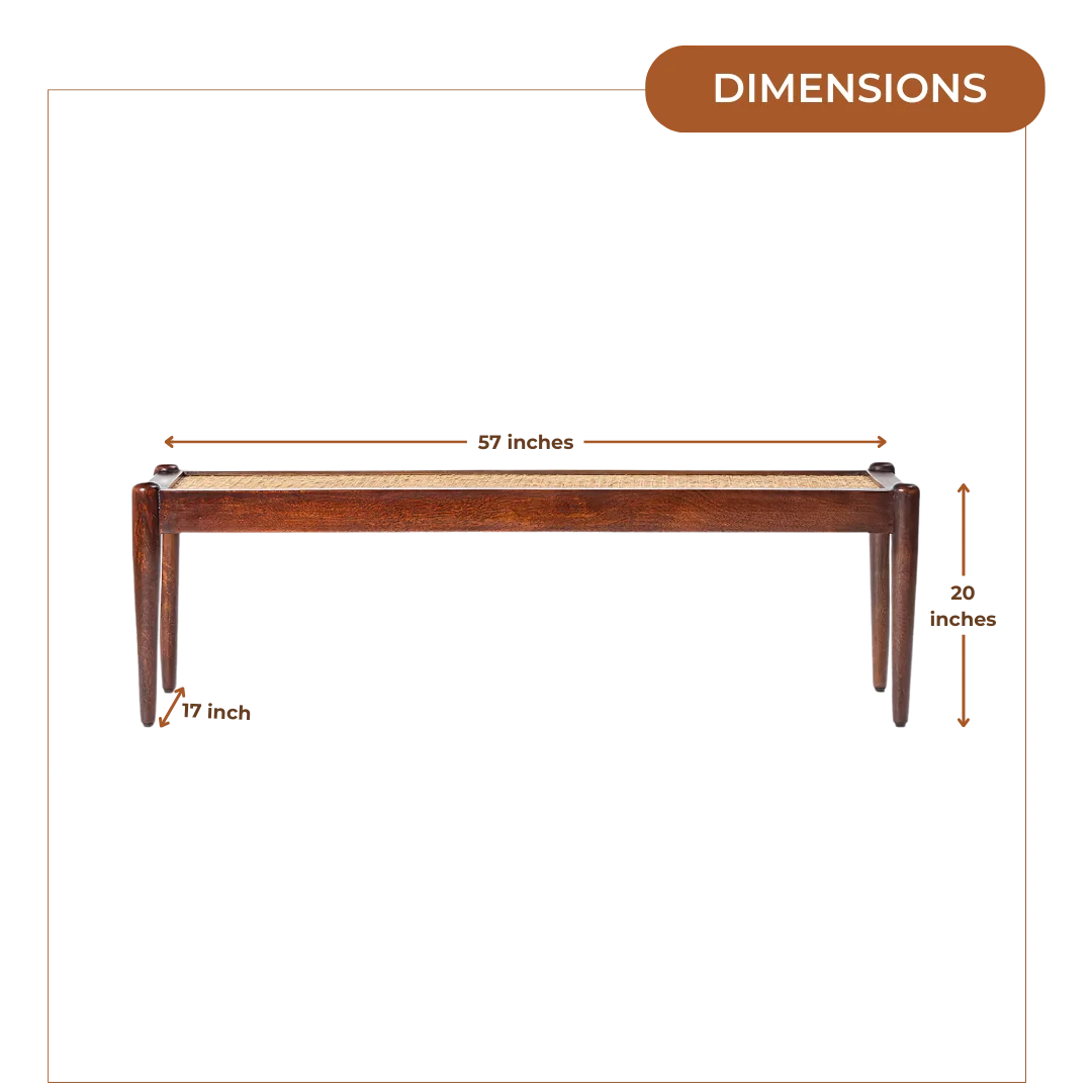 Madhurya Teak Wood Bench (Teak) Dimensions