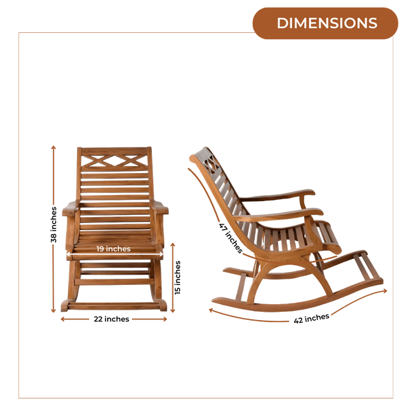 Dimensions of Mince Teak Wood Rocking Chair (Teak)