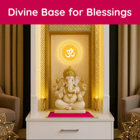 Dimensions of Pink Velvet Pooja Aasan with Golden Border front view