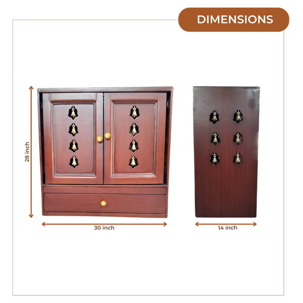Dimensions of Sharvakriti Teak Wood Mandir (Brown)