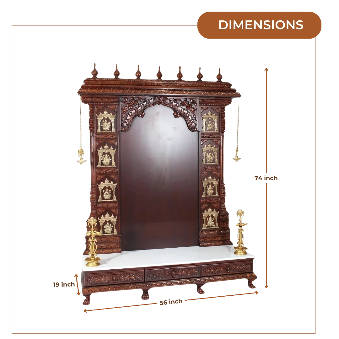 Dimensions of Sharvani Teak Wood Mandap (Brown)