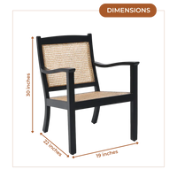 Dimensions of Terra Teak Wood Cane Chair (Black)