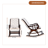 Dimensions of Touffy Fabric Upholstered Teak Wood Rocking Chair (Mahogany Beige)