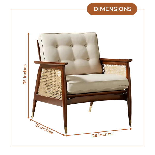 Dimensions of Vintori Teak Wood Lounge Chair (Teak)