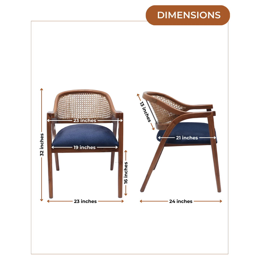 Dimensions of Arbor Teak Wood Arm Chair (Teak Blue)