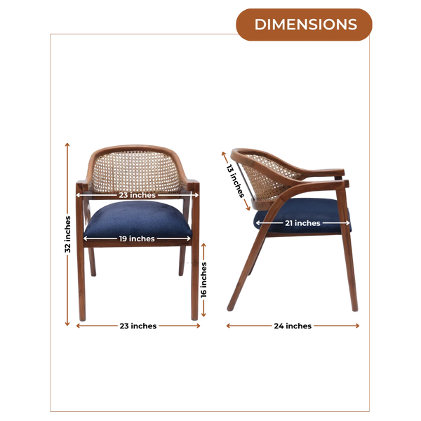 Dimensions of Arbor Teak Wood Arm Chair (Teak Blue)