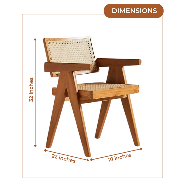 Dimensions of Avira Teak Wood Cane Chairs (Natural)
