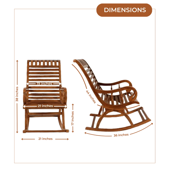 Dimensions of Colorodo Teak Wood Rocking Chair (Teak)