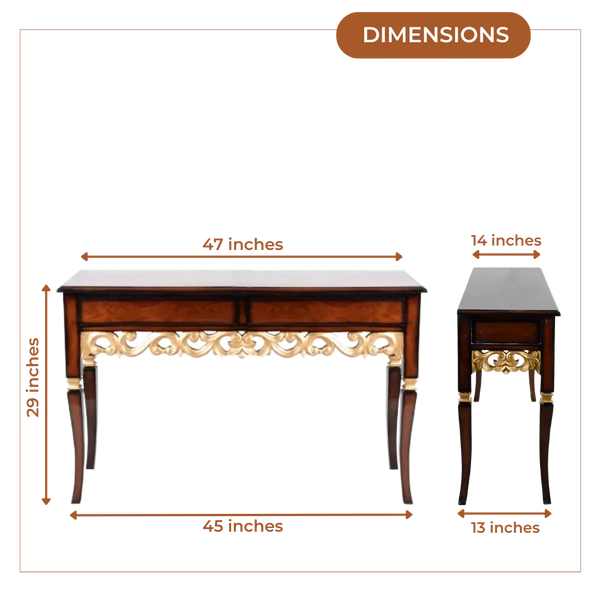 Dimensions of Dignify Solid Wood Console Table (Brown Gold)