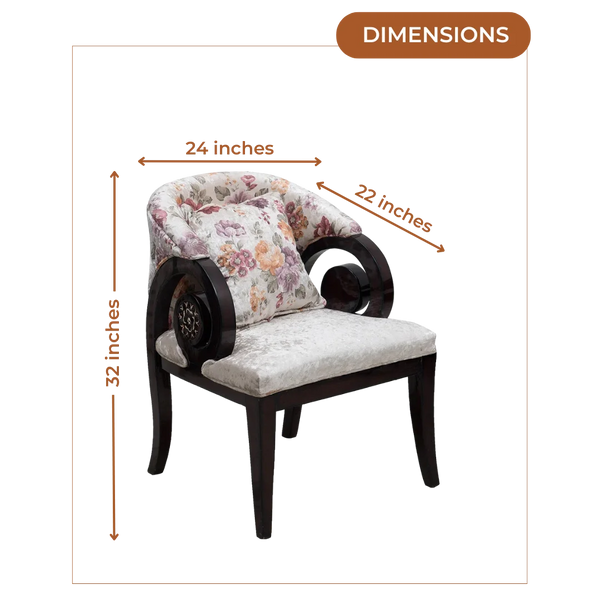 Dimensions of Ellipsum Teak Wood Fabric Upholstered Arm Chair (Brown)