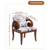 Dimensions of Ellipsum Teak Wood Fabric Upholstered Arm Chair (Teak)