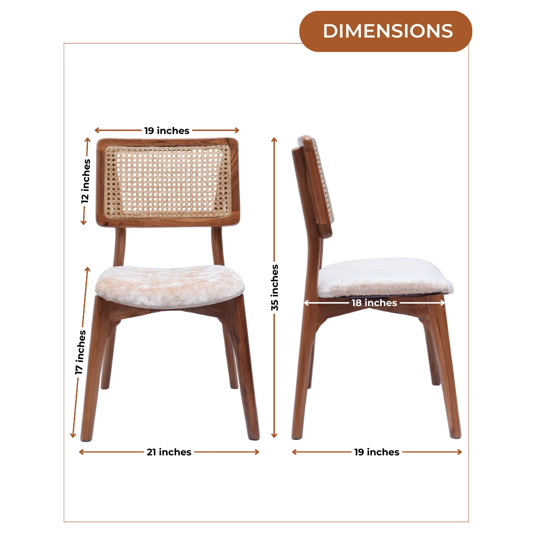 Dimensions of Lattice Teak Wood Dining Chair (Teak Gold)