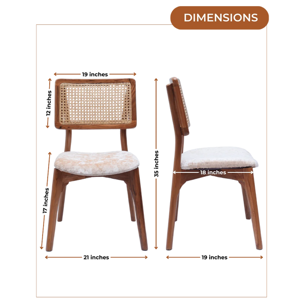 Dimensions of Lattice Teak Wood Dining Chair (Teak Gold)
