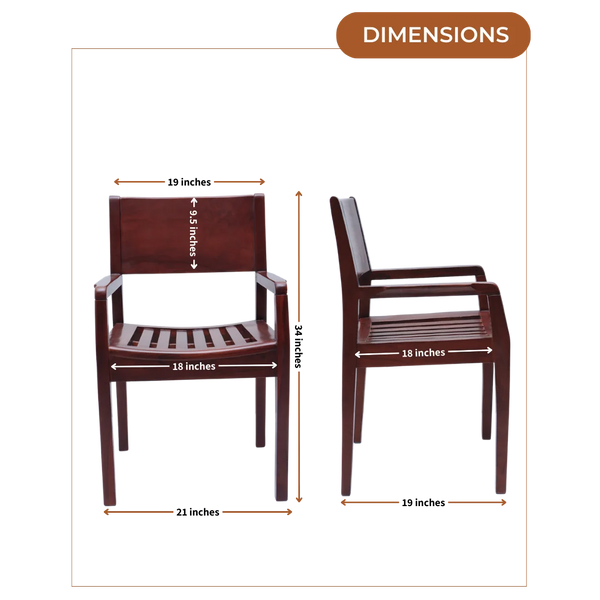 Dimensions of Raviso Teak Wood Bedroom Chair (Brown)