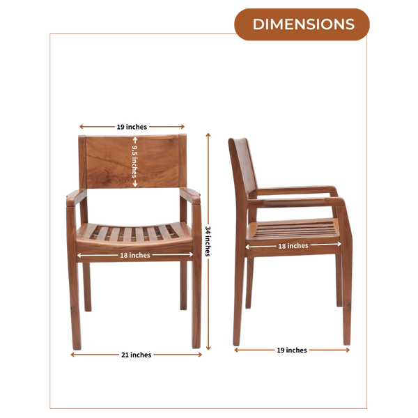 Dimensions of Raviso Teak Wood Bedroom Chair (Teak)