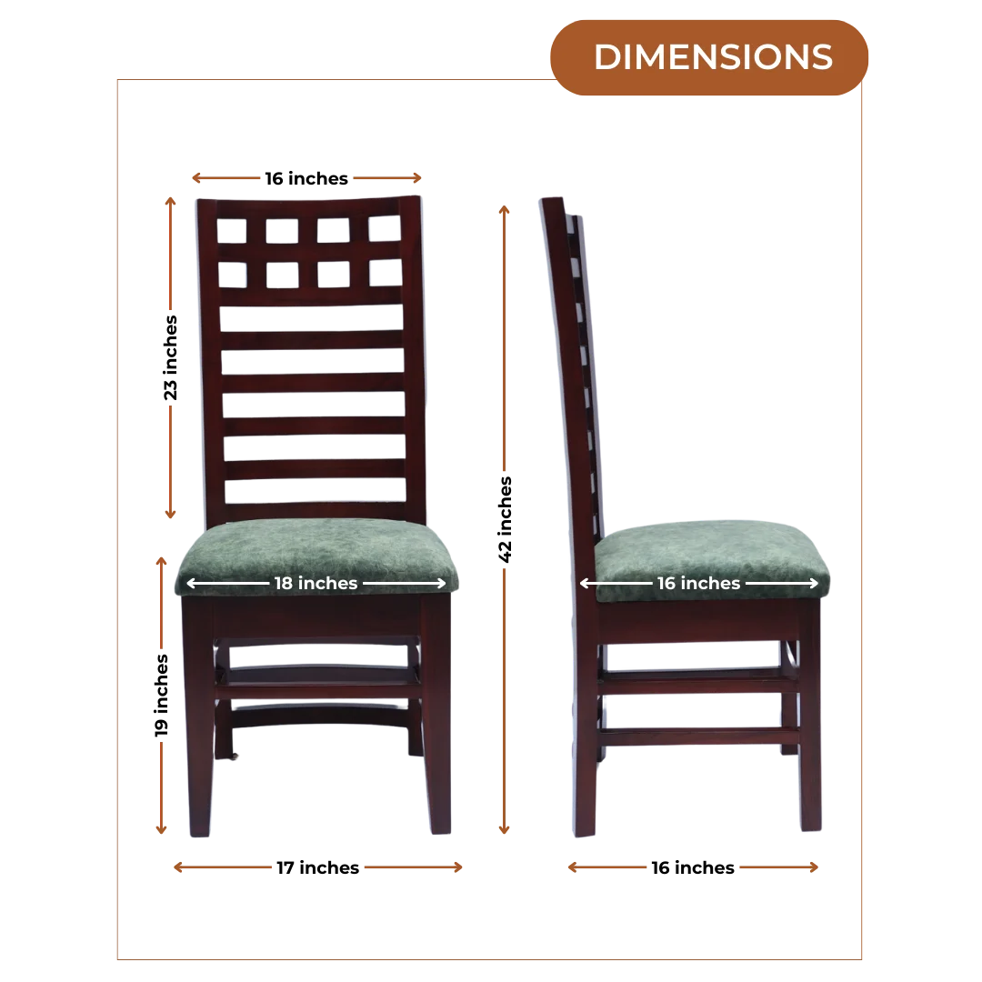 Dimensions of Stride Teak Wood Dining Chair (Brown Green)
