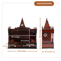 SukhatMan Large Wall Mount Pooja Mandir without Door (Brown)