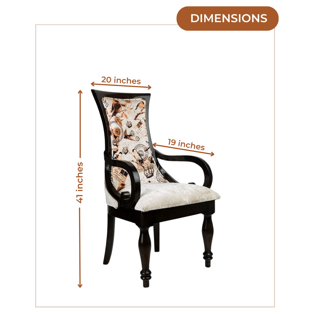 Dimensions of Wlipsy Solid Wood Fabric Arm Chairs (Brown)
