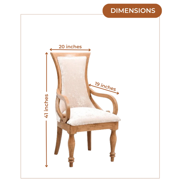 Dimensions of Wlipsy Solid Wood Fabric Arm Chairs (Teak Gold)