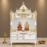 Divine Home Medium Floor Rested Pooja Mandir without Door (White Gold)