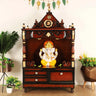 Divine Home Large Floor Rested Pooja Mandir without Door (Brown Gold)