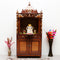 Divya Dham Large Floor Rested Pooja Mandap with Door (Teak Gold) lifestyle view
