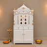 Divya Dham Large Floor Rested Pooja Mandap with Door (White Gold)