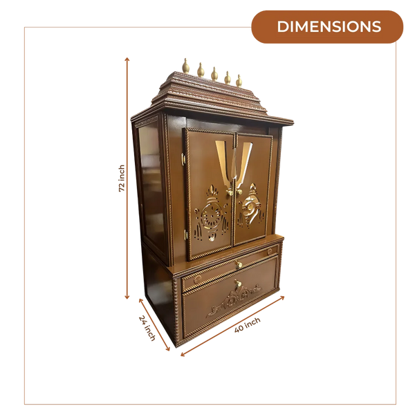 Divya Kosh Teak Wood Mandap (Caramel Brown) dimension