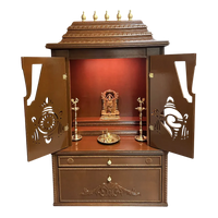 Divya Kosh Teak Wood Mandap (Caramel Brown) open door