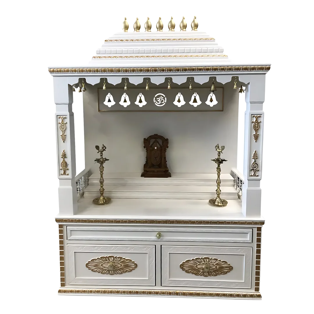 Divyam Teak Wood Mandap (White) front view