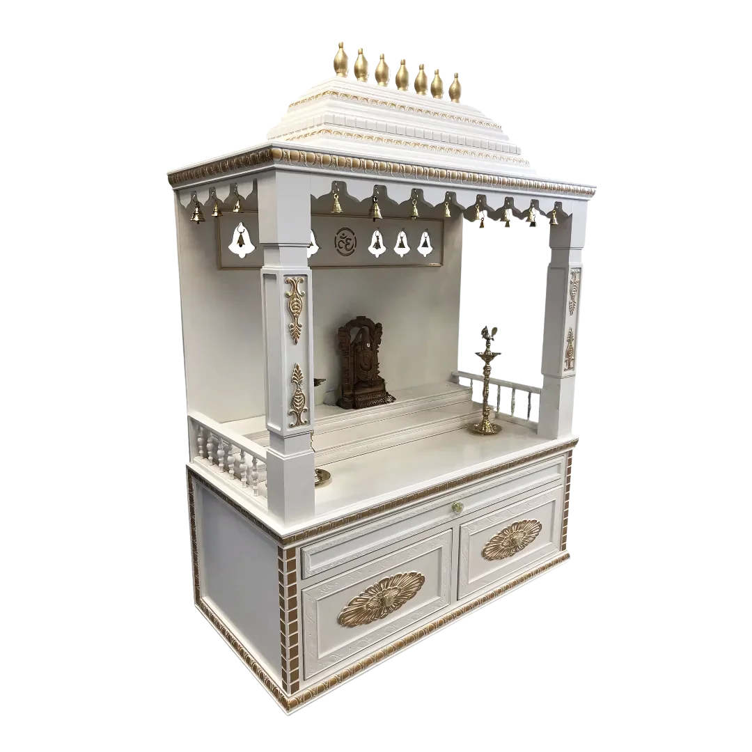 Divyam Teak Wood Mandap (White) side angle