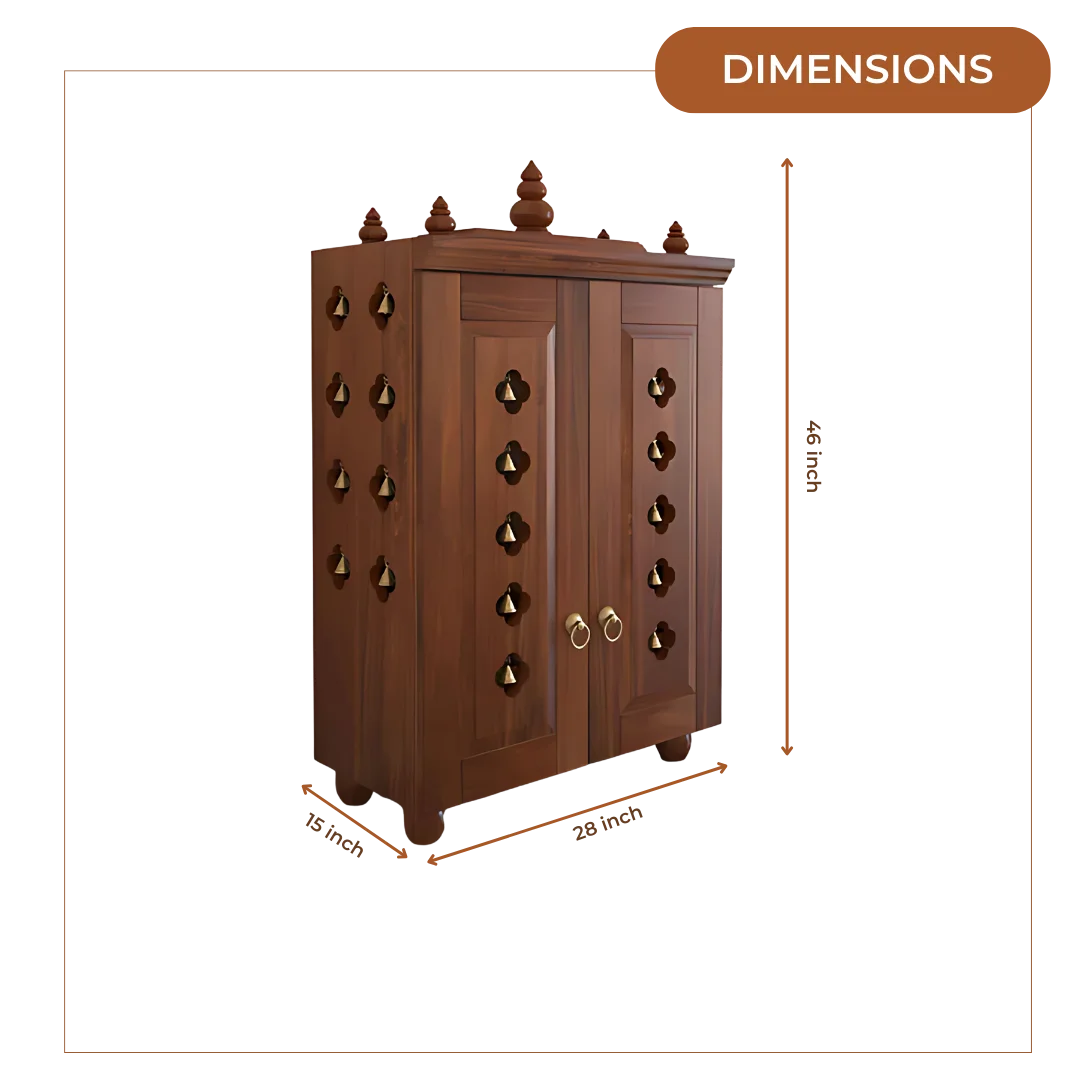 Divyana Pooja Mandir with Door (Teak) Dimensions
