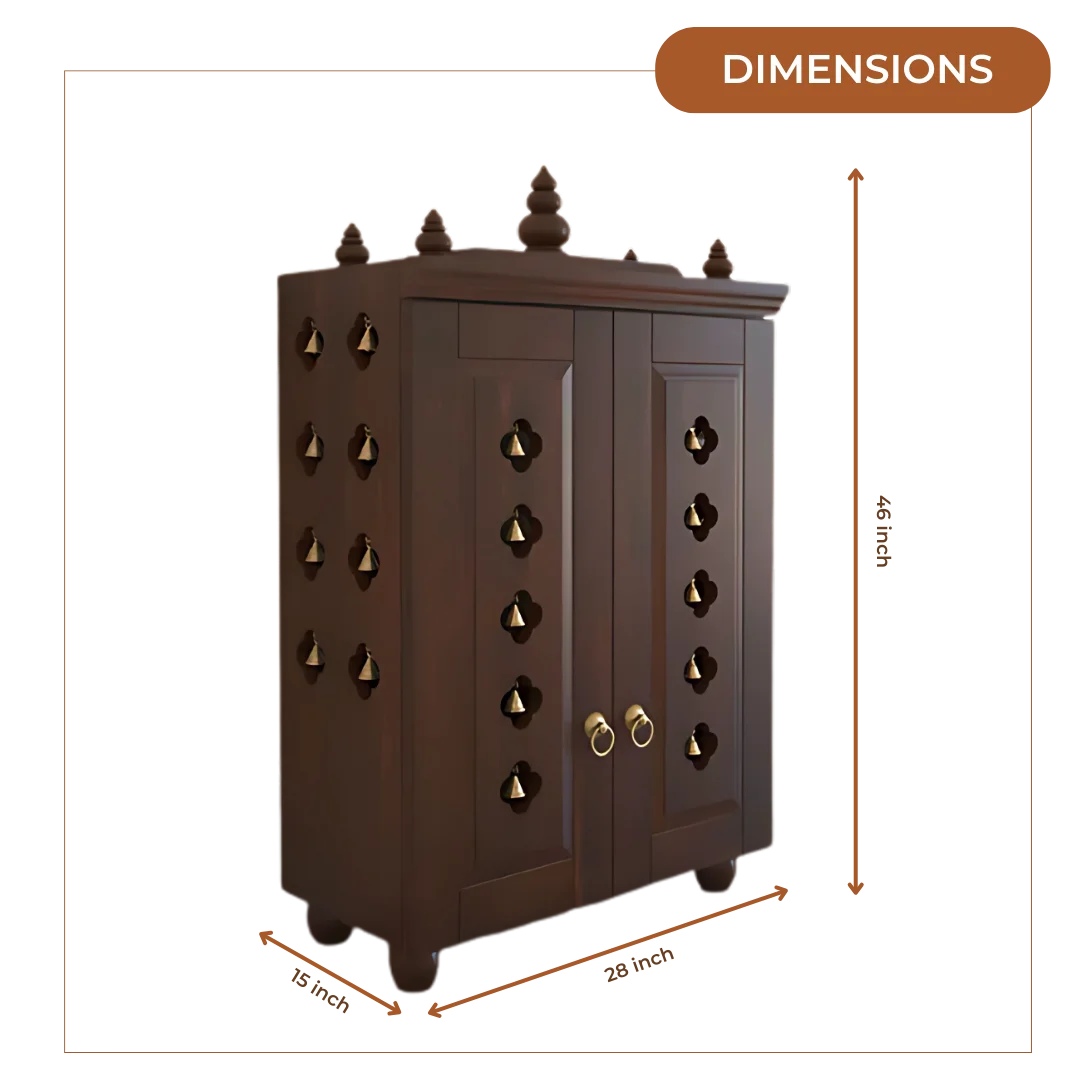 Divyana Pooja Mandir with Door (Wenge) Dimensions