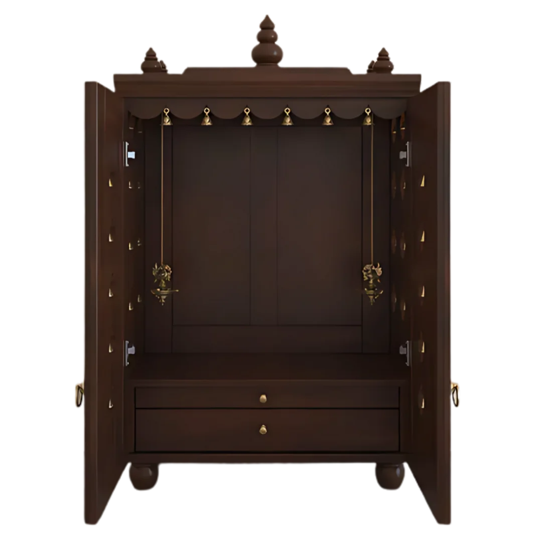 Divyana Pooja Mandir with Door (Wenge) open door front view