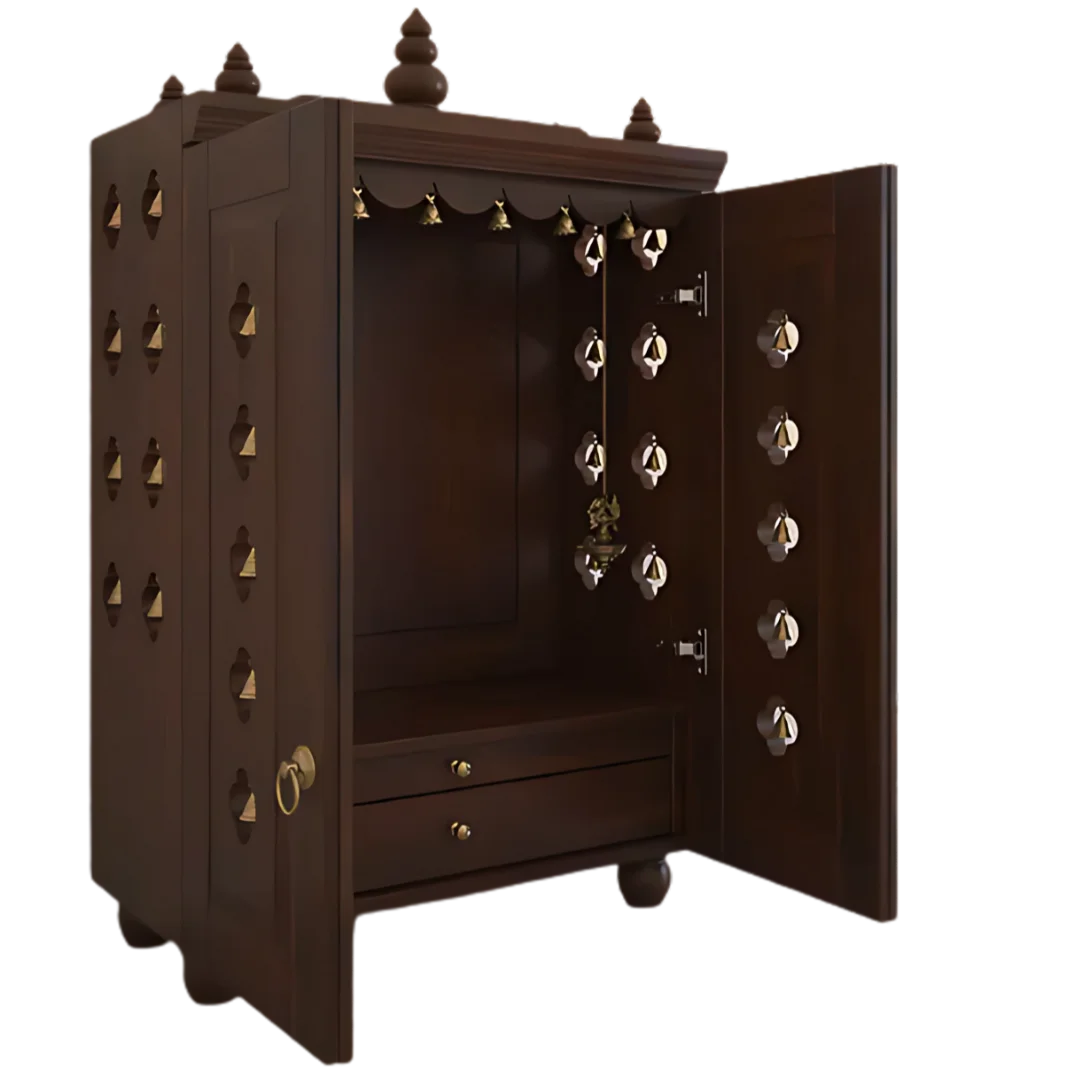 Divyana Pooja Mandir with Door (Wenge) open door side view
