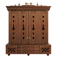 Divyasthal Teak Wood Pooja Mandap with Door(Teak) Front view